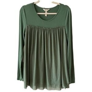 B2 Matilda‎ Jane Green Long Sleeve Gathered Tunic Top Women's Size S
